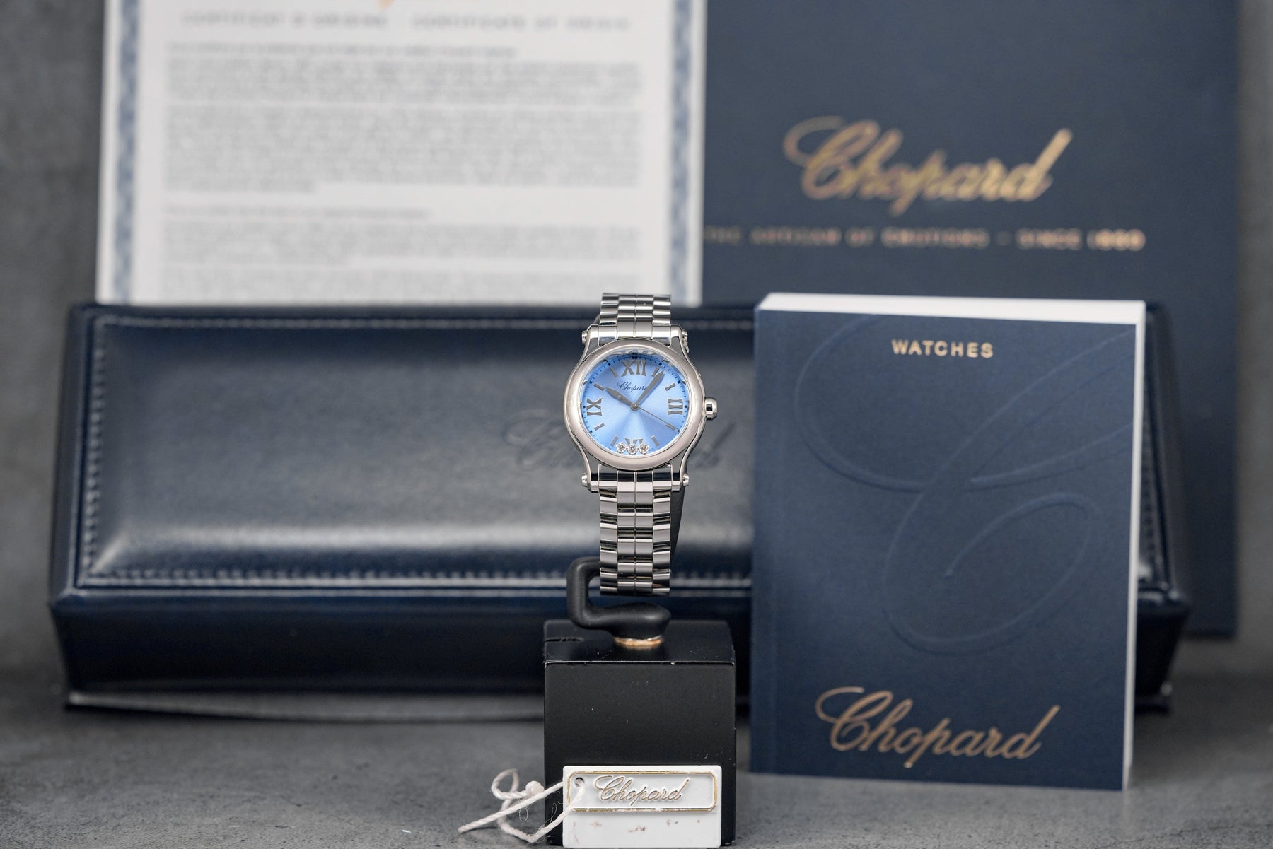harga chopard happy sport round light blue