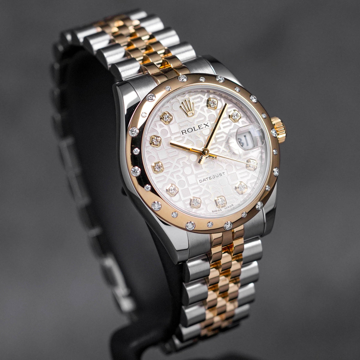 DATEJUST 31MM TWOTONE YELLOWGOLD COMPUTERIZED WHITE DIAMOND DIAL DOMED DIAMOND (2011)