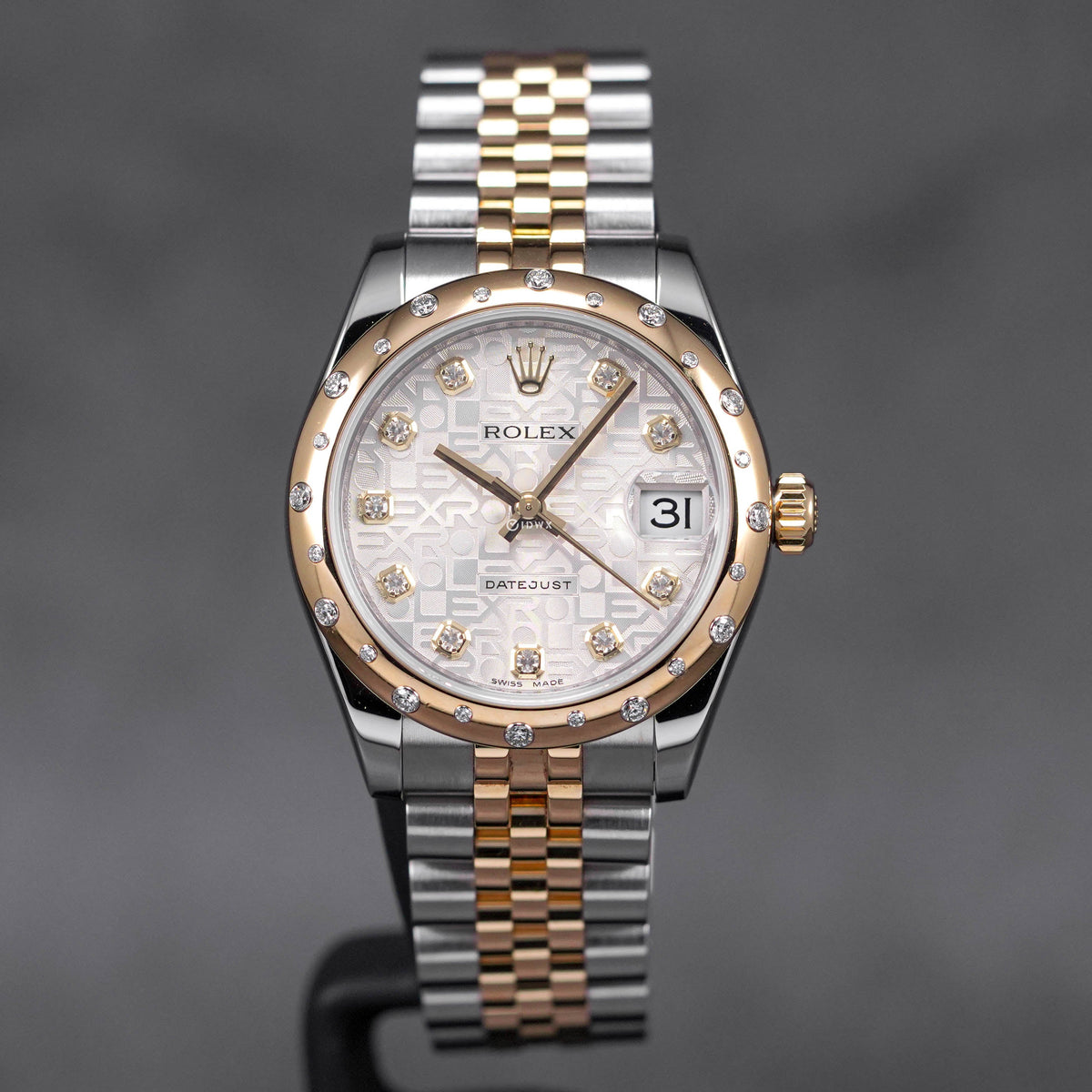 DATEJUST 31MM TWOTONE YELLOWGOLD COMPUTERIZED WHITE DIAMOND DIAL DOMED DIAMOND (2011)