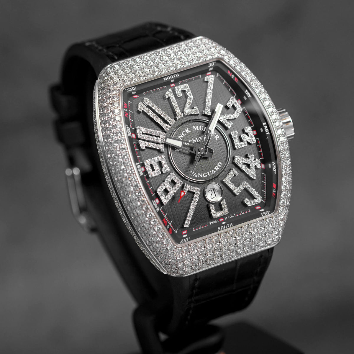 VANGUARD V45 WHITEGOLD BLACK DIAL DIAMOND SET (2017)