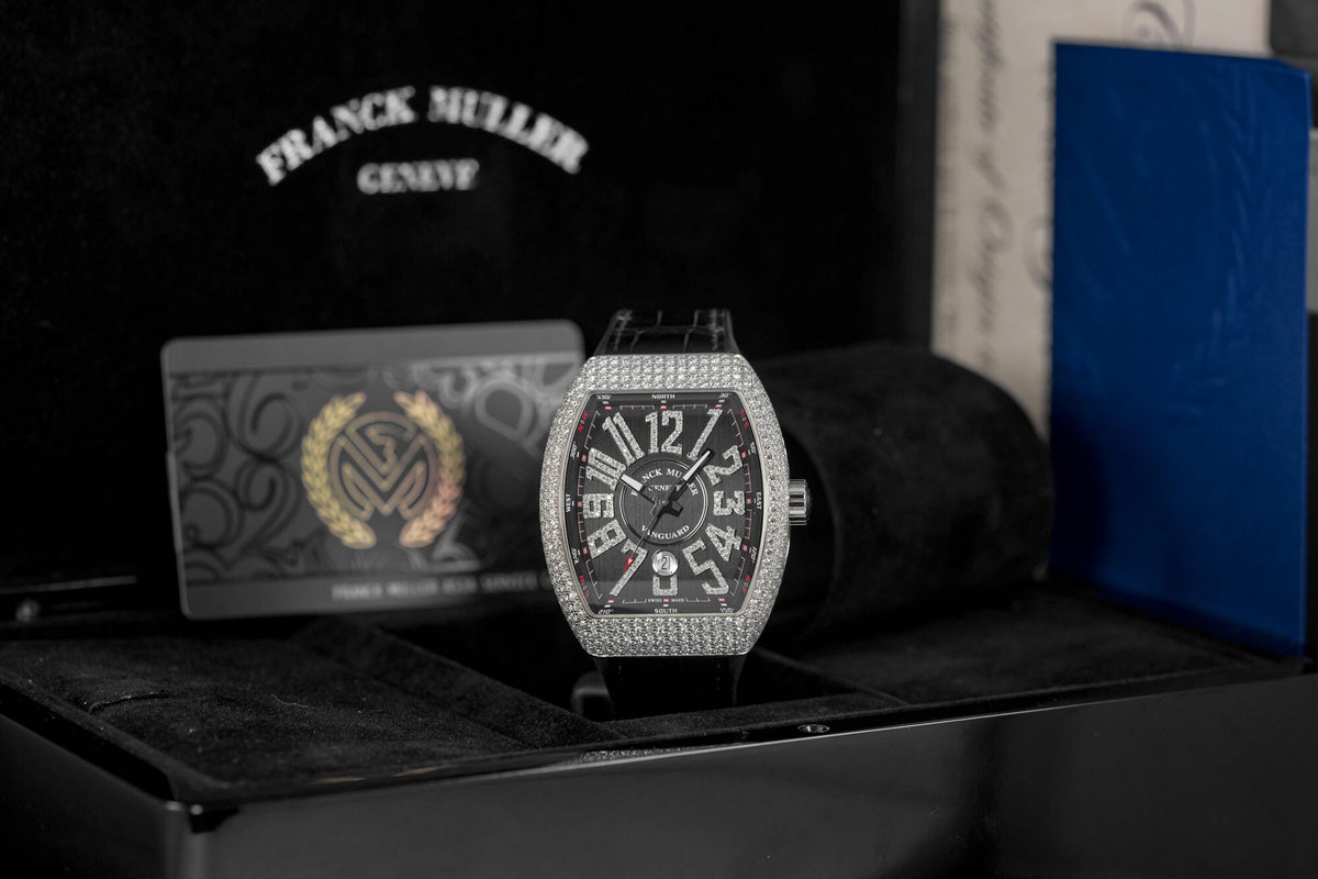 VANGUARD V45 WHITEGOLD BLACK DIAL DIAMOND SET (2017)