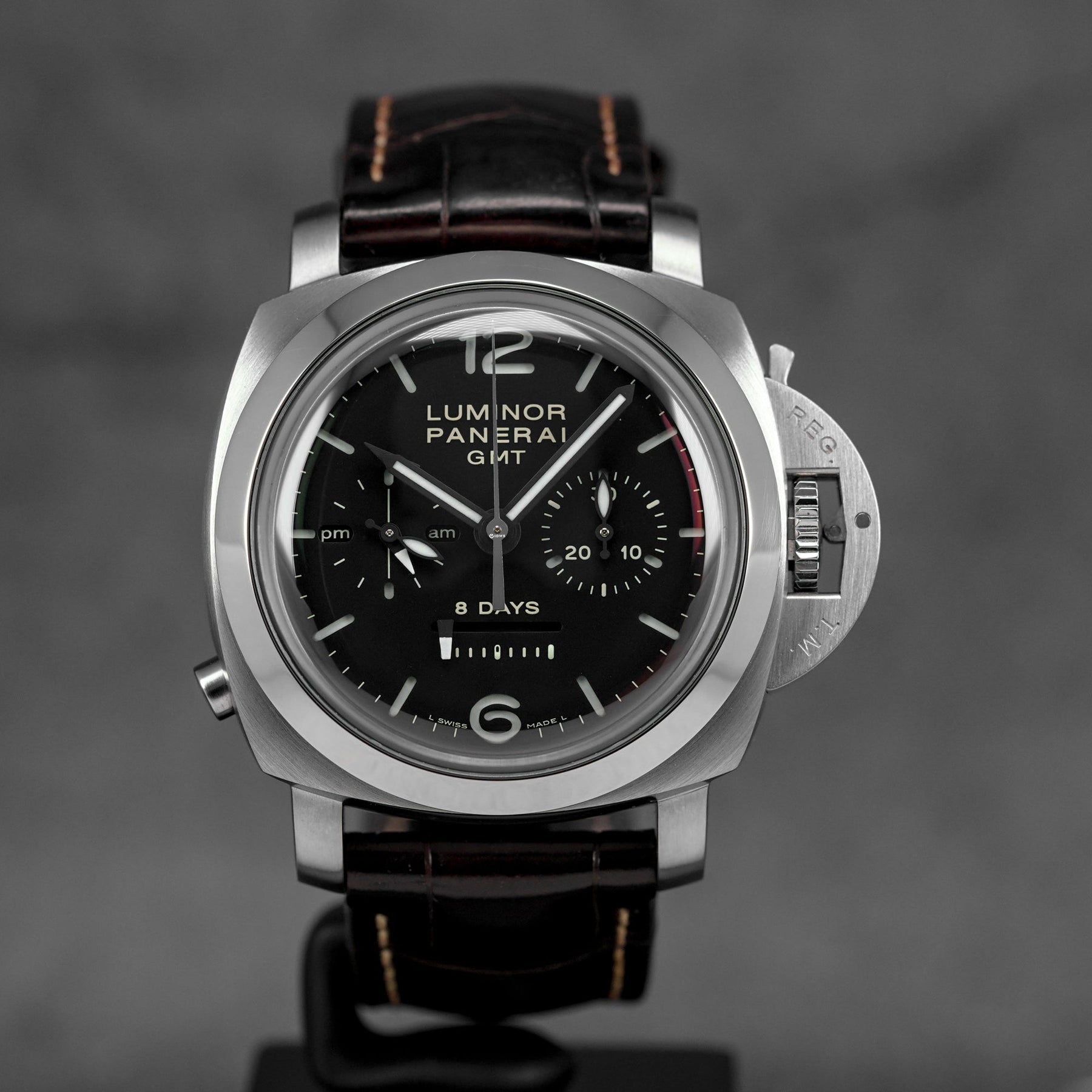LUMINOR 1950 MONOPULSANTE 8 DAYS GMT 44MM BLACK DIAL PAM 275 (2012)