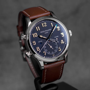 CALATRAVA PILOT TRAVEL TIME 5524G WHITEGOLD BLUE DIAL