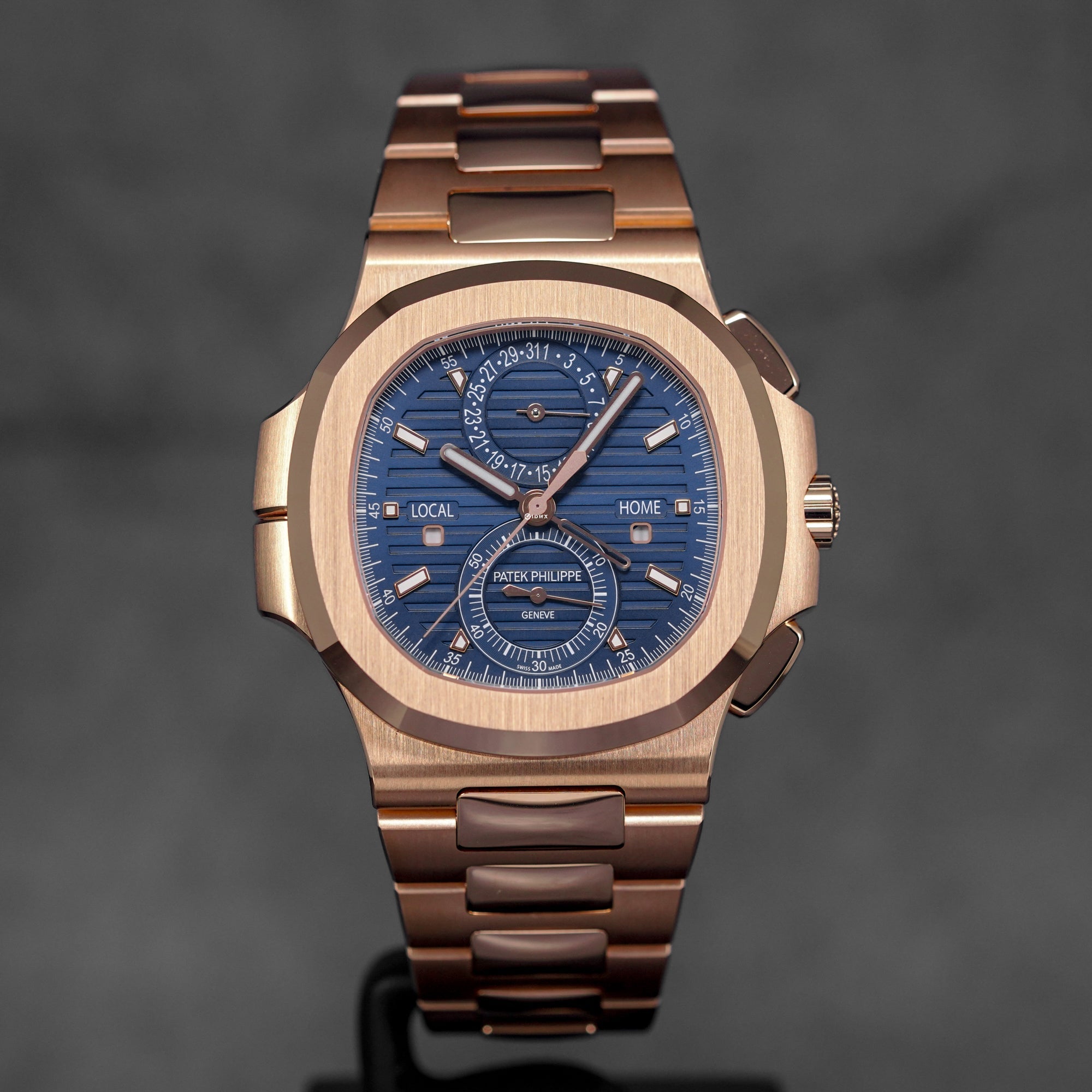 NAUTILUS 5990/1R TRAVEL TIME ROSEGOLD BLUE DIAL