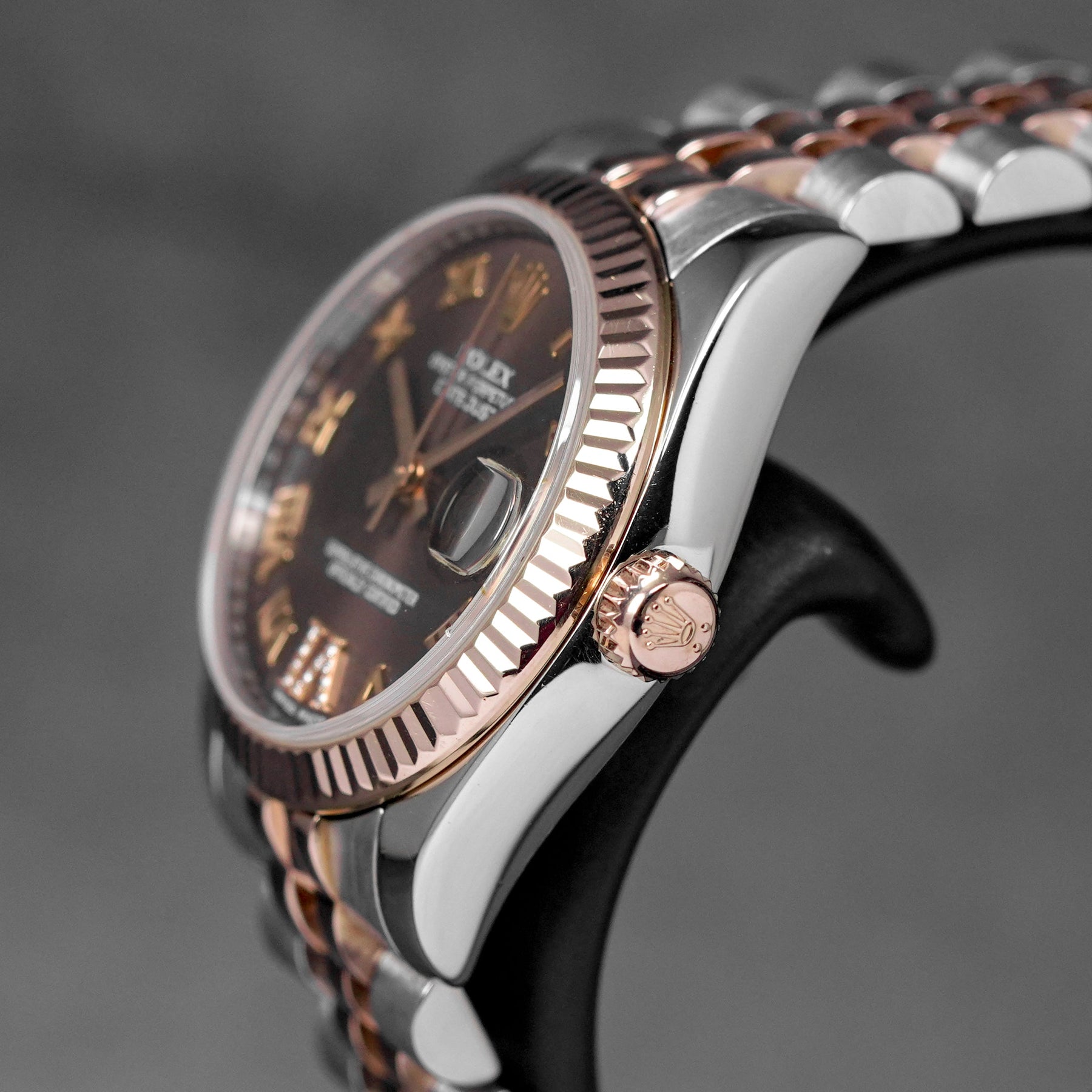 DATEJUST 31MM TWOTONE ROSEGOLD CHOCO ROMAN DIAL DIAMOND ON VI (2011)
