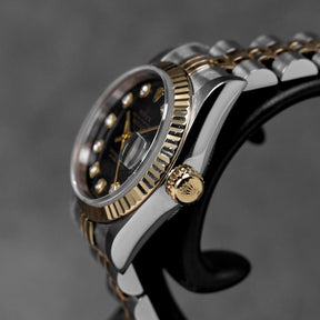 DATEJUST 26MM TWOTONE YELLOWGOLD BLACK DIAMOND DIAL (1999)