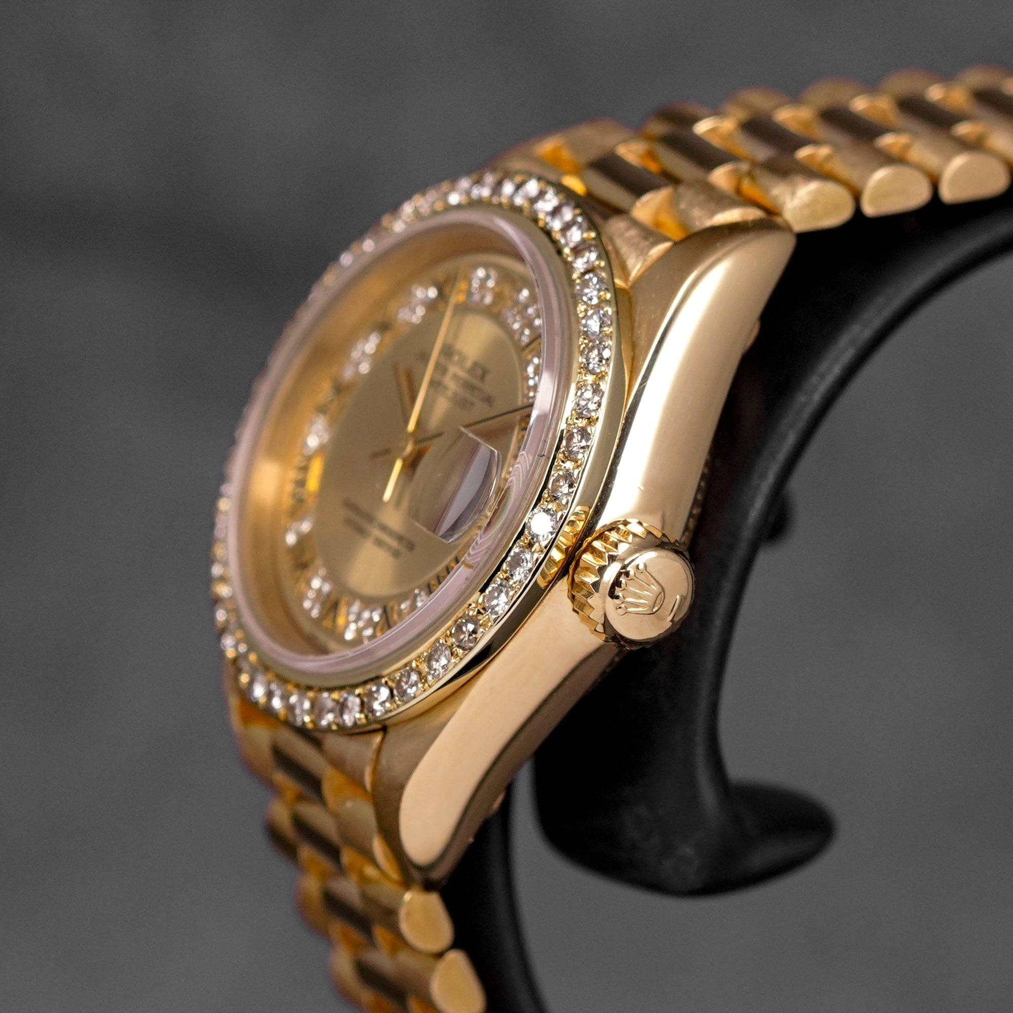 DATEJUST 26MM YELLOWGOLD CHAMPAGNE ROMAN DIAMOND DIAL DIAMOND BEZEL (WATCH ONLY)