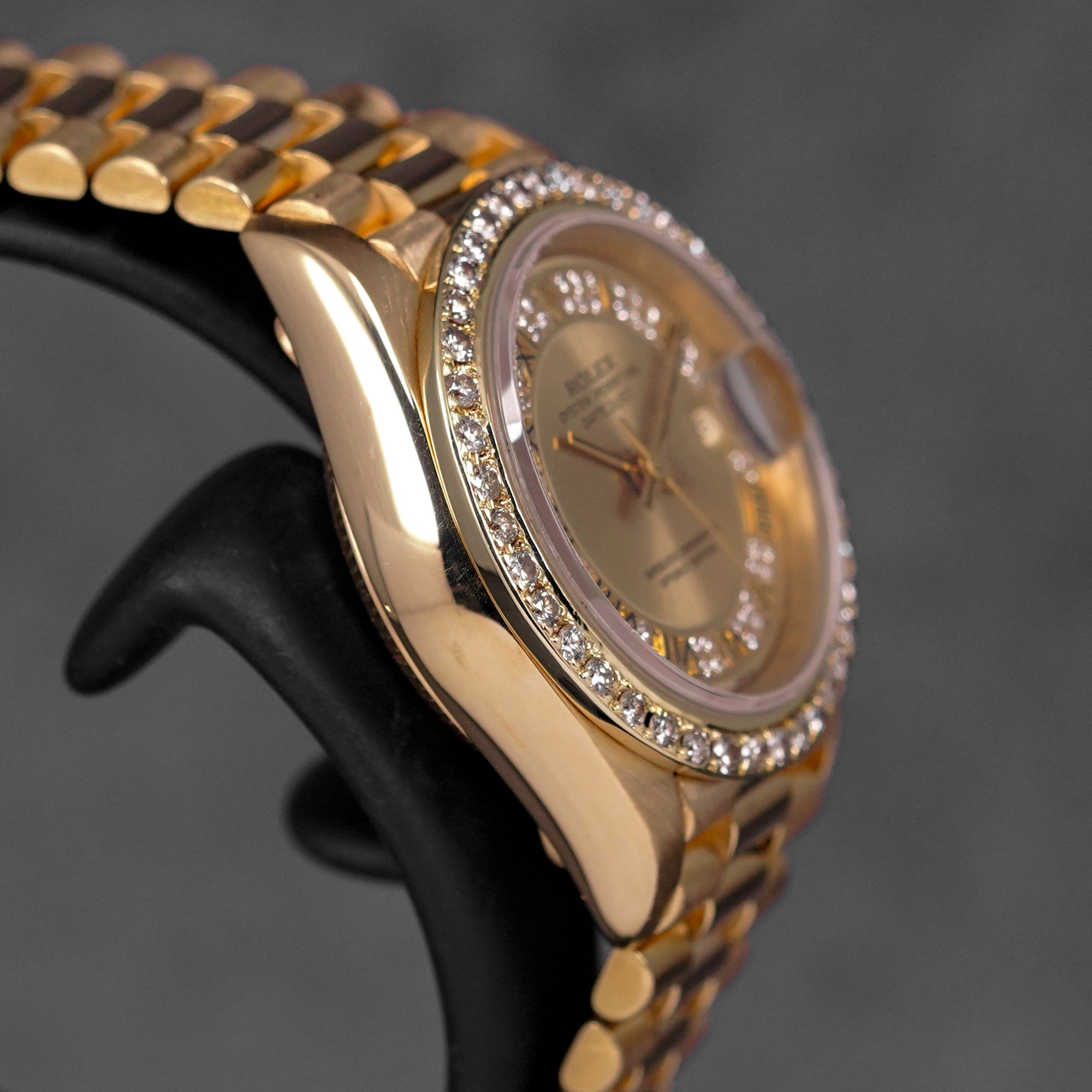 DATEJUST 26MM YELLOWGOLD CHAMPAGNE ROMAN DIAMOND DIAL DIAMOND BEZEL (WATCH ONLY)
