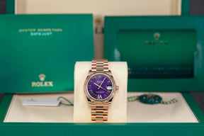 DATEJUST 31MM ROSEGOLD AUBERGINE ROMAN DIAL DIAMOND ON VI (2025)