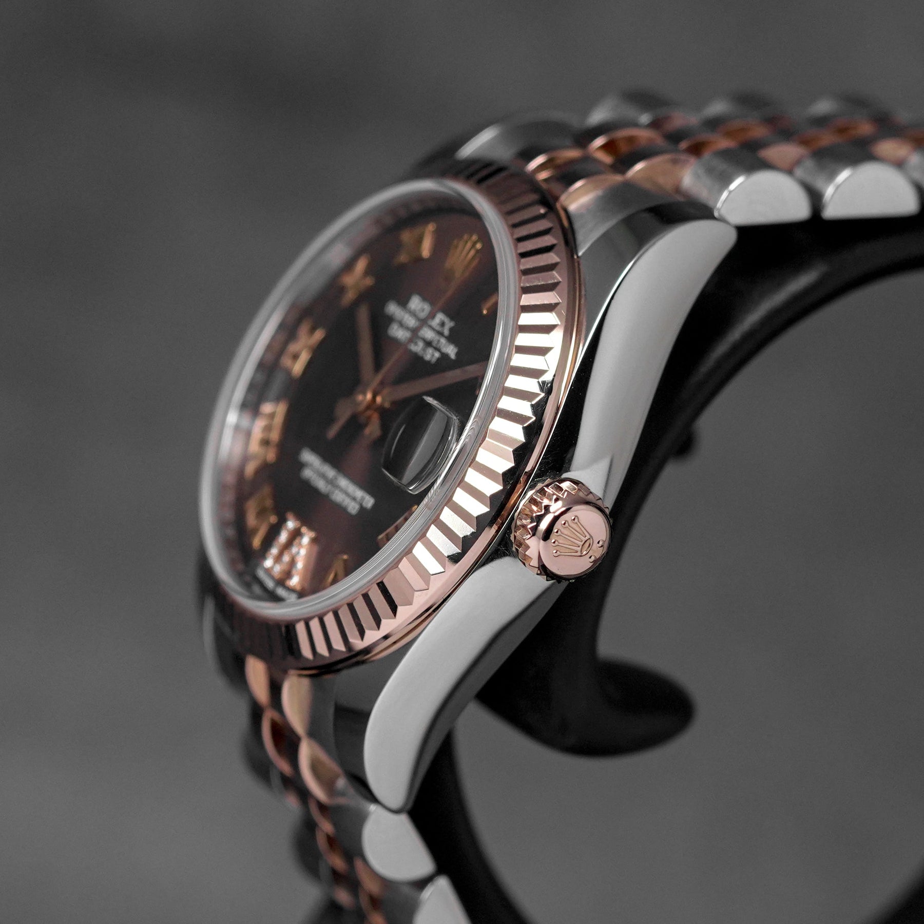 DATEJUST 31MM TWOTONE ROSEGOLD CHOCO ROMAN DIAL DIAMOND ON VI (2016)