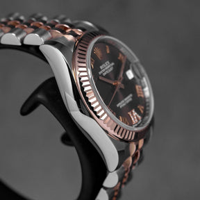 DATEJUST 31MM TWOTONE ROSEGOLD CHOCO ROMAN DIAL DIAMOND ON VI (2016)