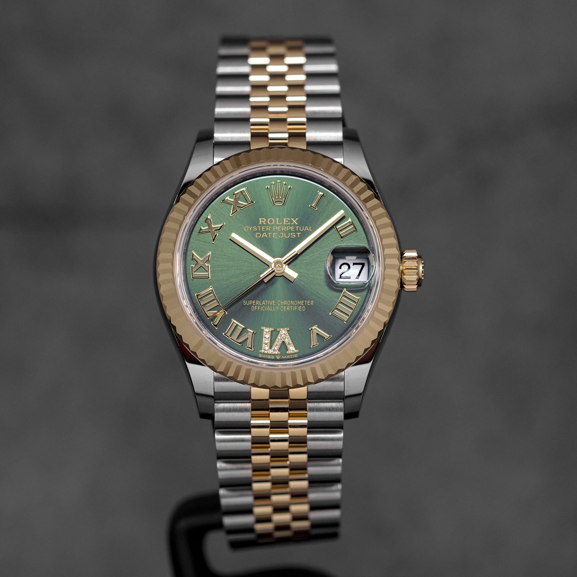 DATEJUST 31MM TWOTONE YELLOWGOLD OLIVE GREEN DIAL DIAMOND ON VI (2026)