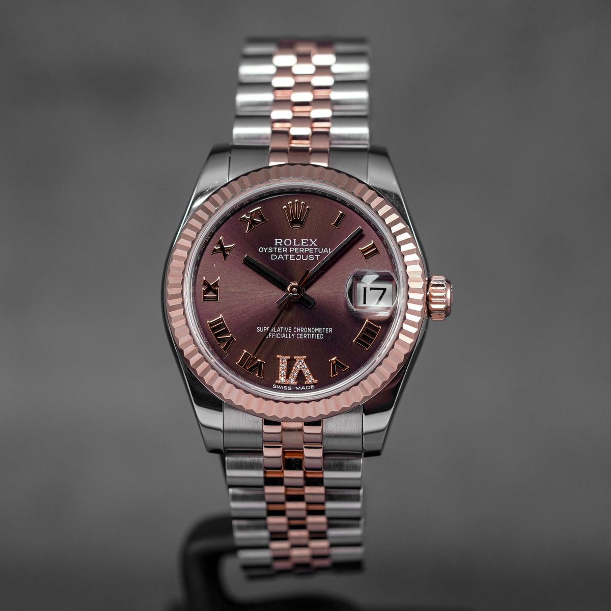 DATEJUST 31MM TWOTONE ROSEGOLD CHOCO ROMAN DIAL DIAMOND ON VI (2016)