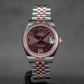 DATEJUST 31MM TWOTONE ROSEGOLD CHOCO ROMAN DIAL DIAMOND ON VI (2016)