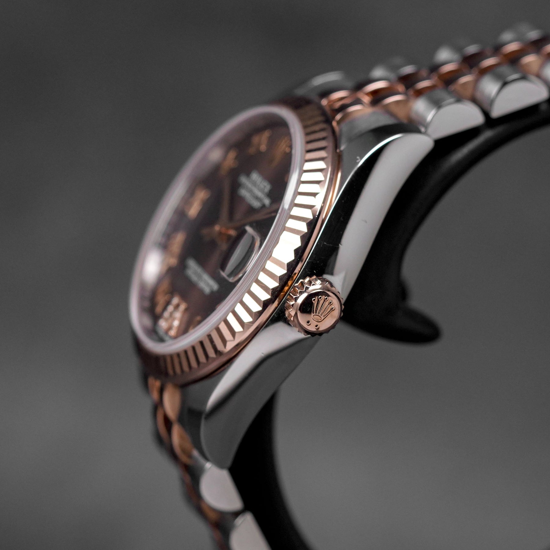 DATEJUST 31MM TWOTONE ROSEGOLD CHOCO ROMAN DIAL DIAMOND ON VI (2016)
