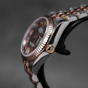 DATEJUST 31MM TWOTONE ROSEGOLD CHOCO ROMAN DIAL DIAMOND ON VI (2016)