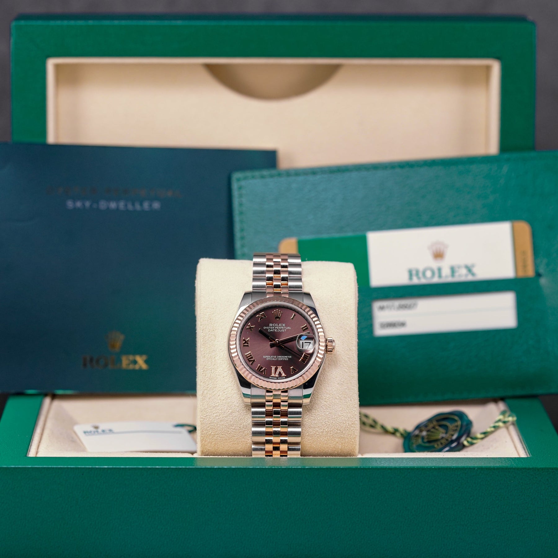 DATEJUST 31MM TWOTONE ROSEGOLD CHOCO ROMAN DIAL DIAMOND ON VI (2016)