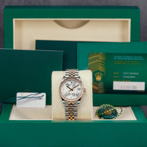 DATEJUST 31MM TWOTONE ROSEGOLD SILVER FLORAL DIAMOND DIAL (2023)