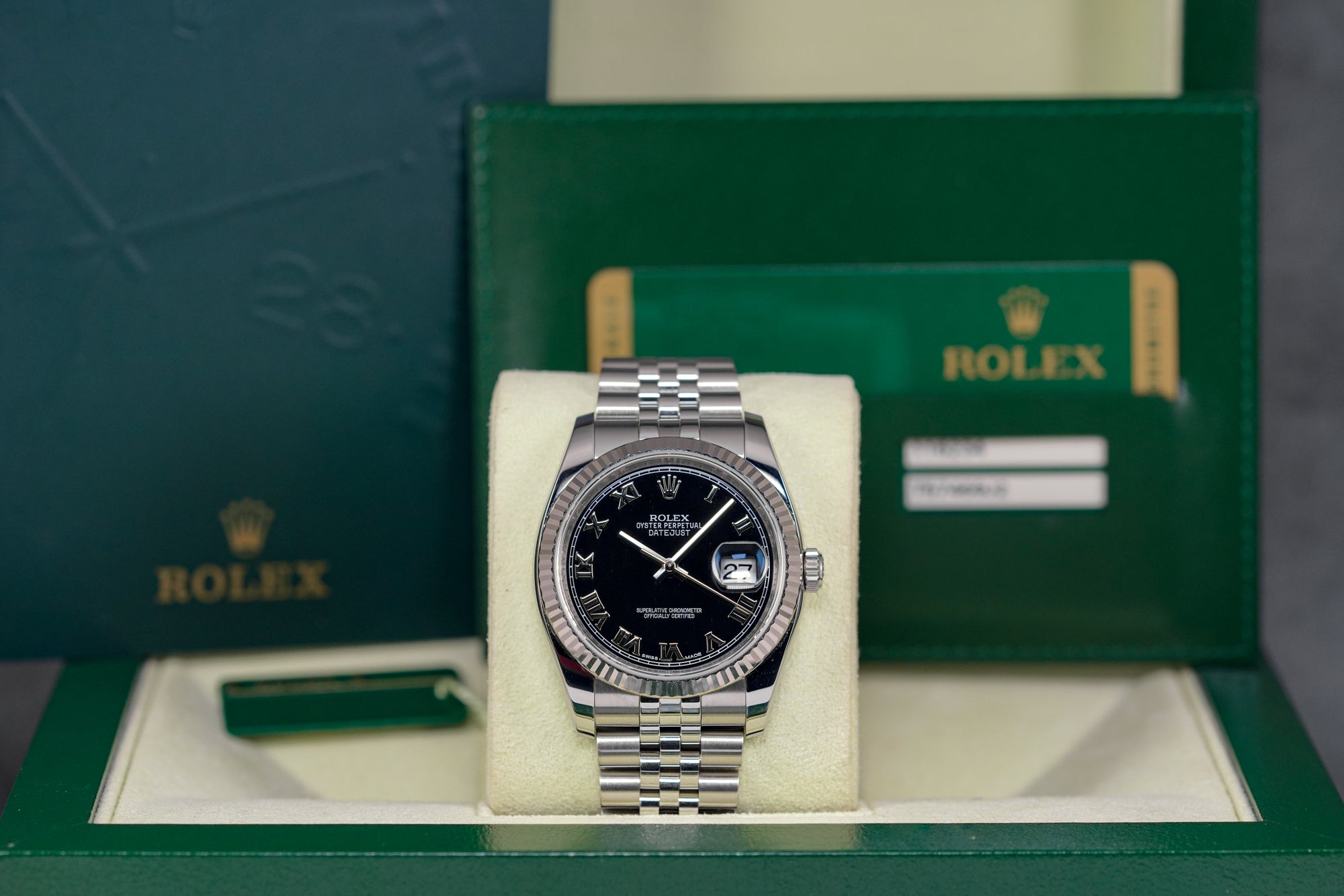 DATEJUST 36MM BLACK ROMAN DIAL (2010)