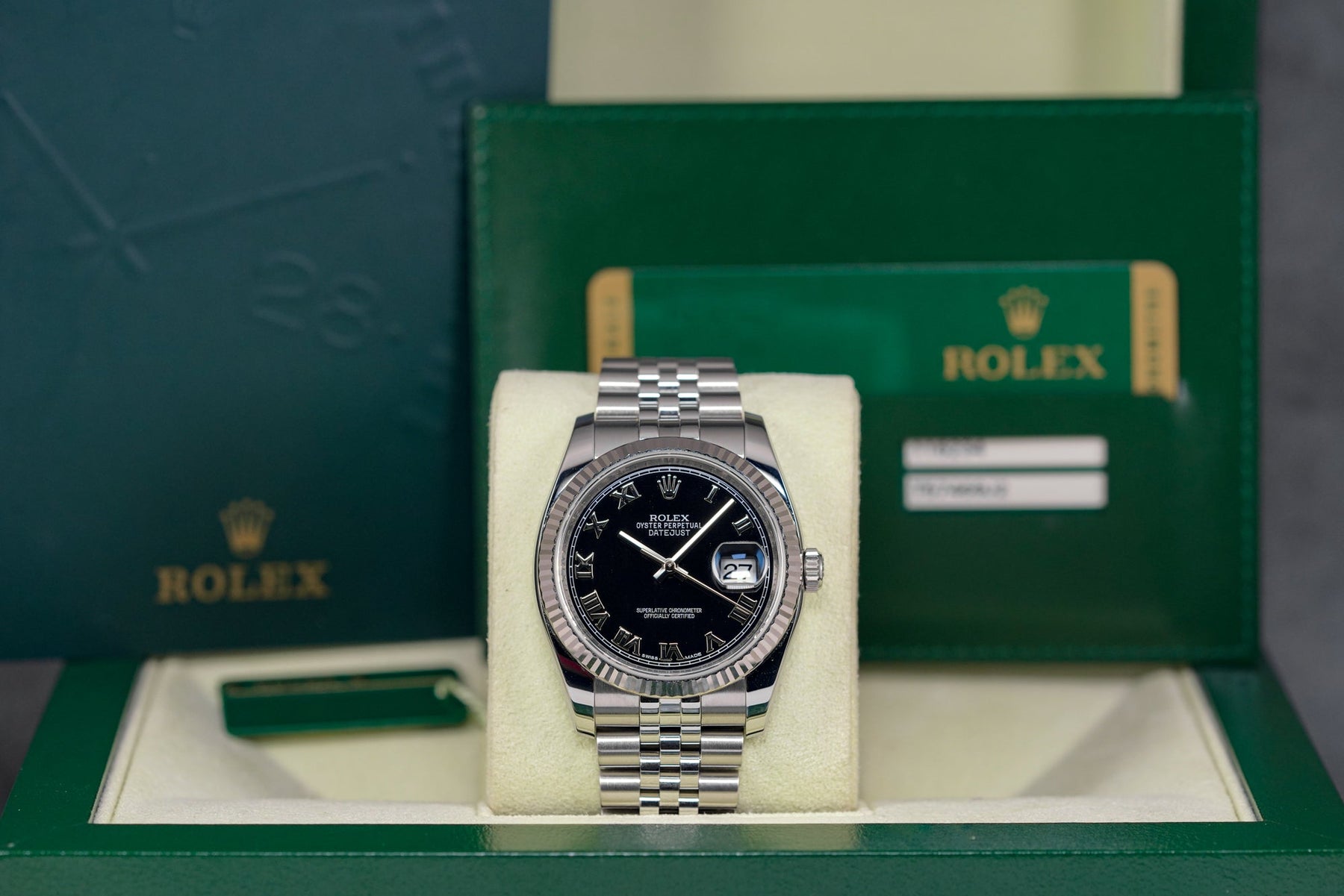 DATEJUST 36MM BLACK ROMAN DIAL (2010)