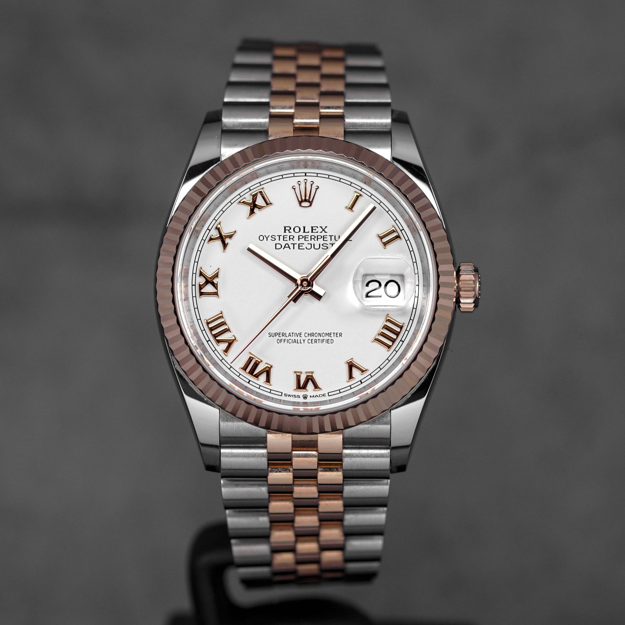 DATEJUST 36MM TWOTONE ROSEGOLD WHITE ROMAN DIAL (2021)