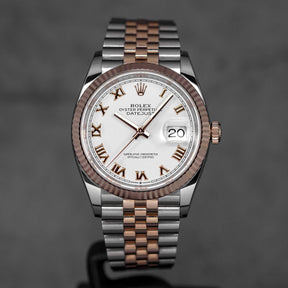 DATEJUST 36MM TWOTONE ROSEGOLD WHITE ROMAN DIAL (2021)