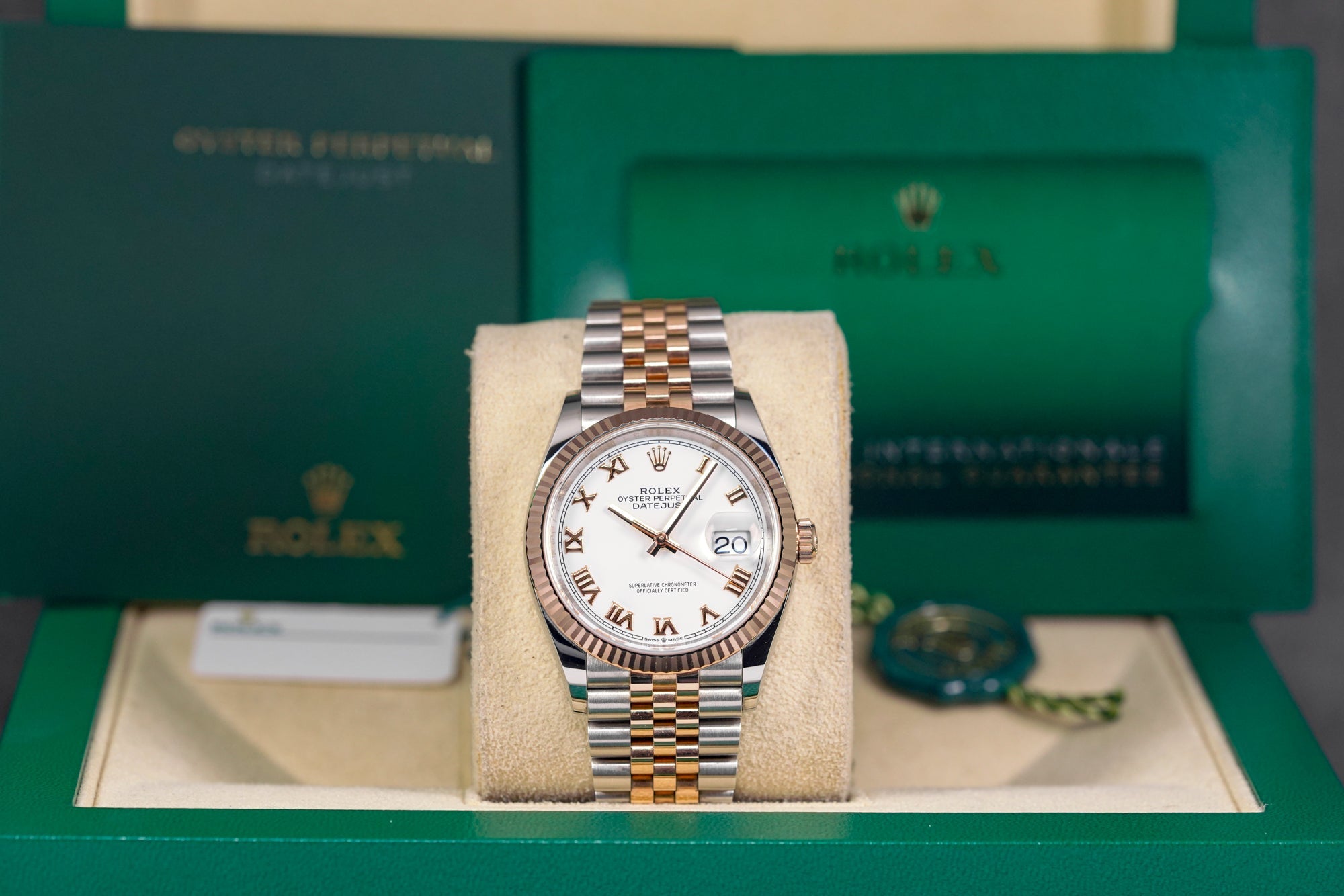 DATEJUST 36MM TWOTONE ROSEGOLD WHITE ROMAN DIAL (2021)