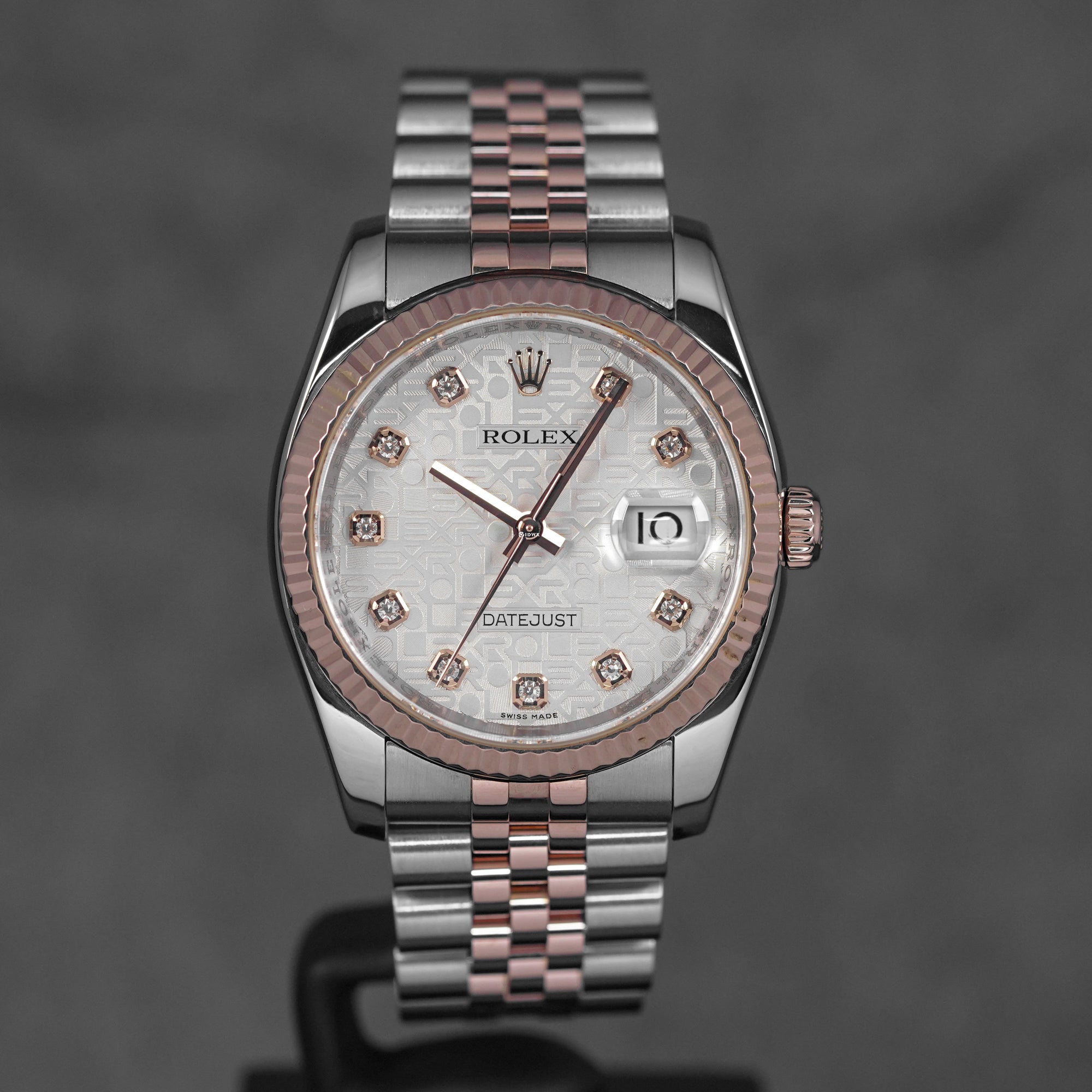 DATEJUST 36MM TWOTONE ROSEGOLD SILVER COMPUTERIZED DIAMOND DIAL (2007)