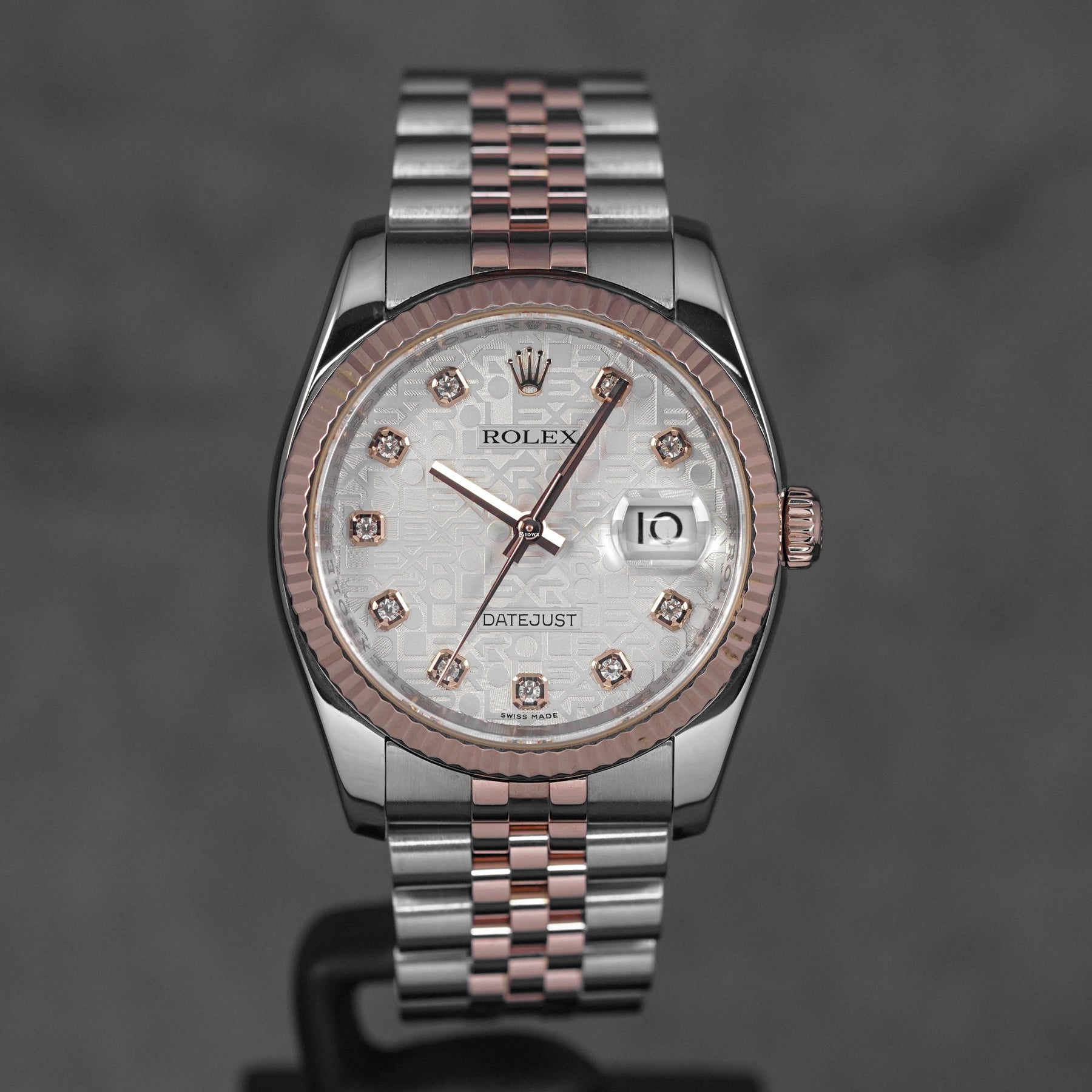 DATEJUST 36MM TWOTONE ROSEGOLD SILVER COMPUTERIZED DIAMOND DIAL (2007)