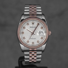 DATEJUST 36MM TWOTONE ROSEGOLD SILVER COMPUTERIZED DIAMOND DIAL (2007)