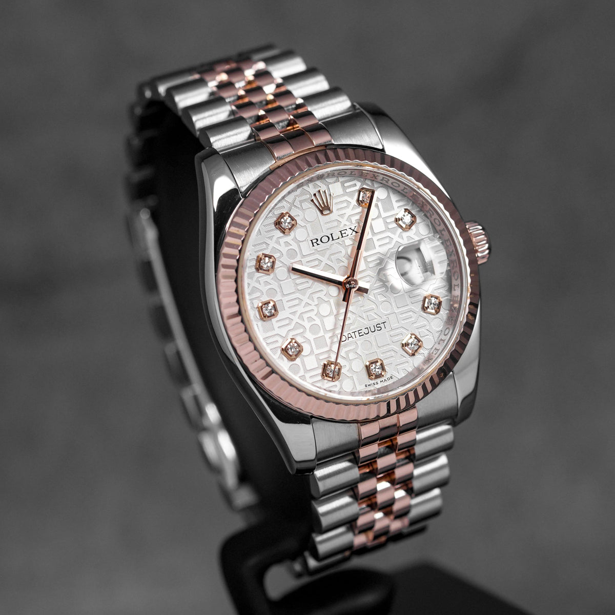DATEJUST 36MM TWOTONE ROSEGOLD SILVER COMPUTERIZED DIAMOND DIAL (2007)