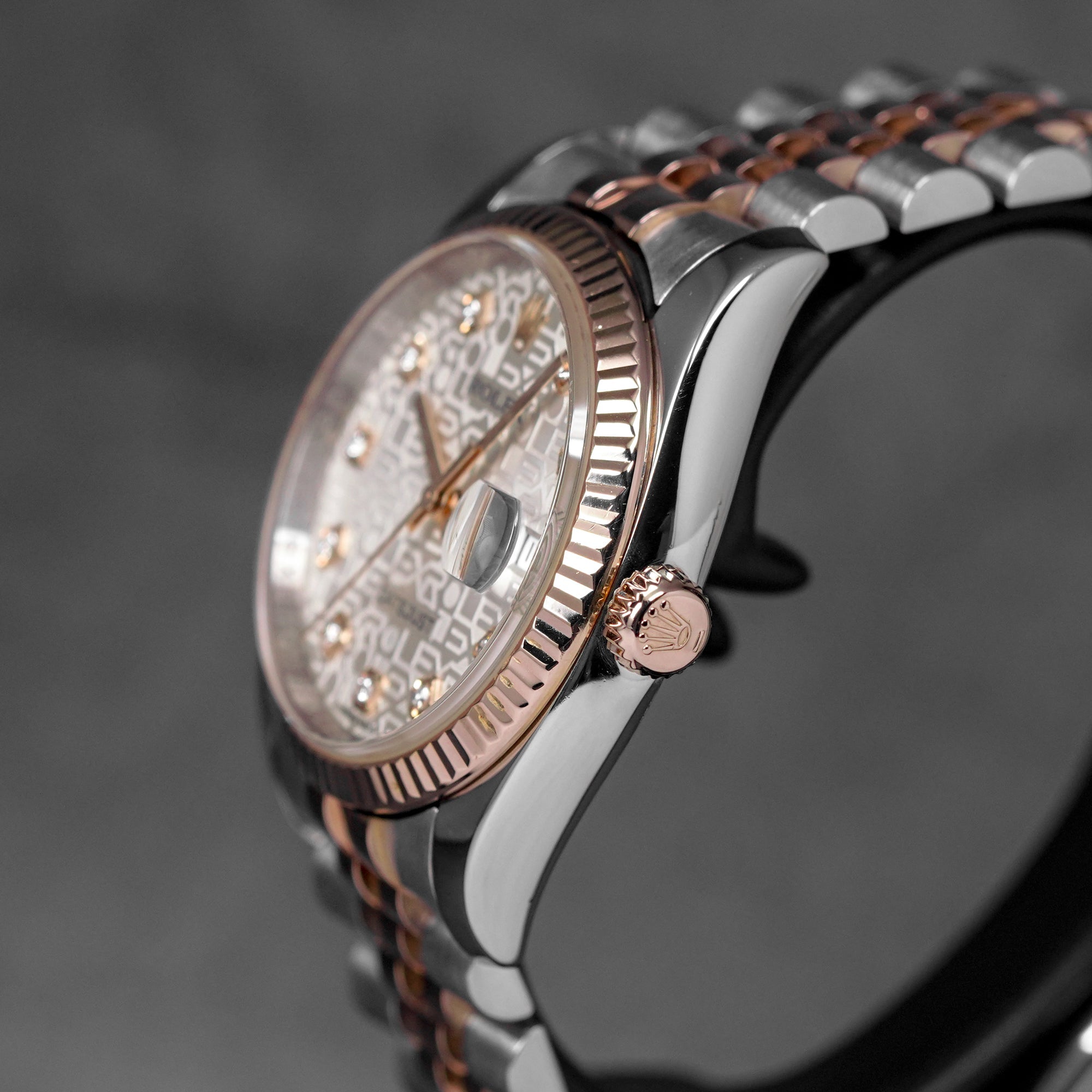 DATEJUST 36MM TWOTONE ROSEGOLD SILVER COMPUTERIZED DIAMOND DIAL (2007)