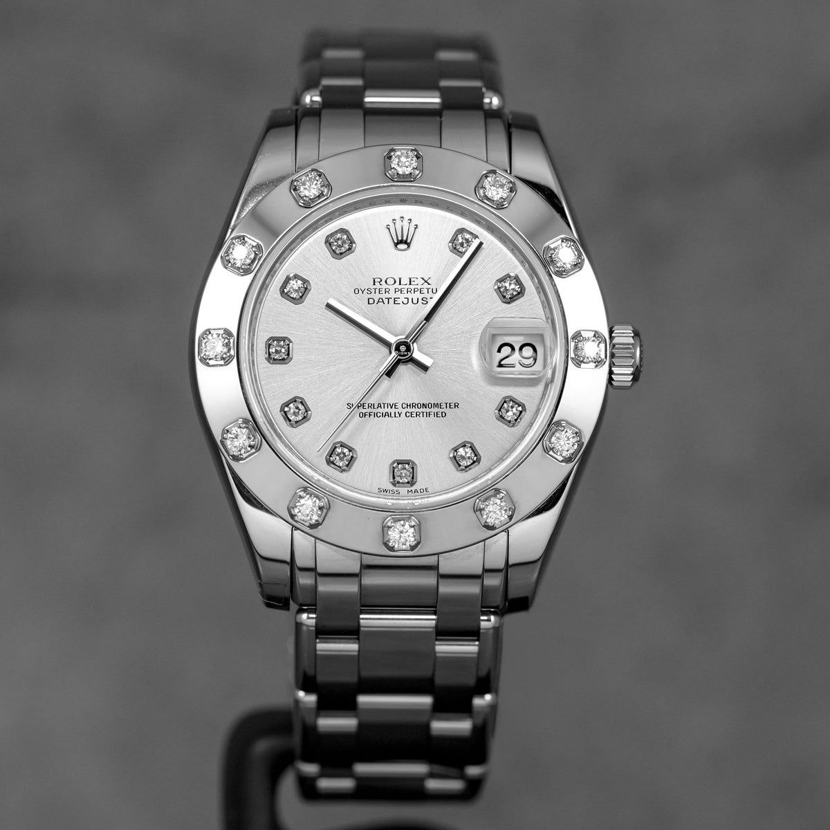 DATEJUST PEARLMASTER 34MM WHITEGOLD SILVER DIAMOND DIAL (2022)