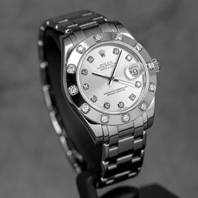 DATEJUST PEARLMASTER 34MM WHITEGOLD SILVER DIAMOND DIAL (2022)