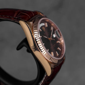 DAYDATE 36MM ROSEGOLD CHOCO DIAL LEATHER STRAP (2014)