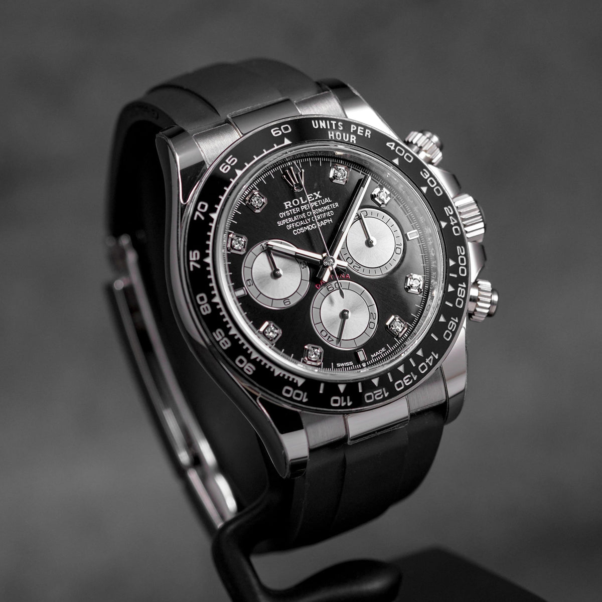 DAYTONA OYSTERFLEX WHITEGOLD BLACK DIAMOND DIAL RING BEZEL (2025)