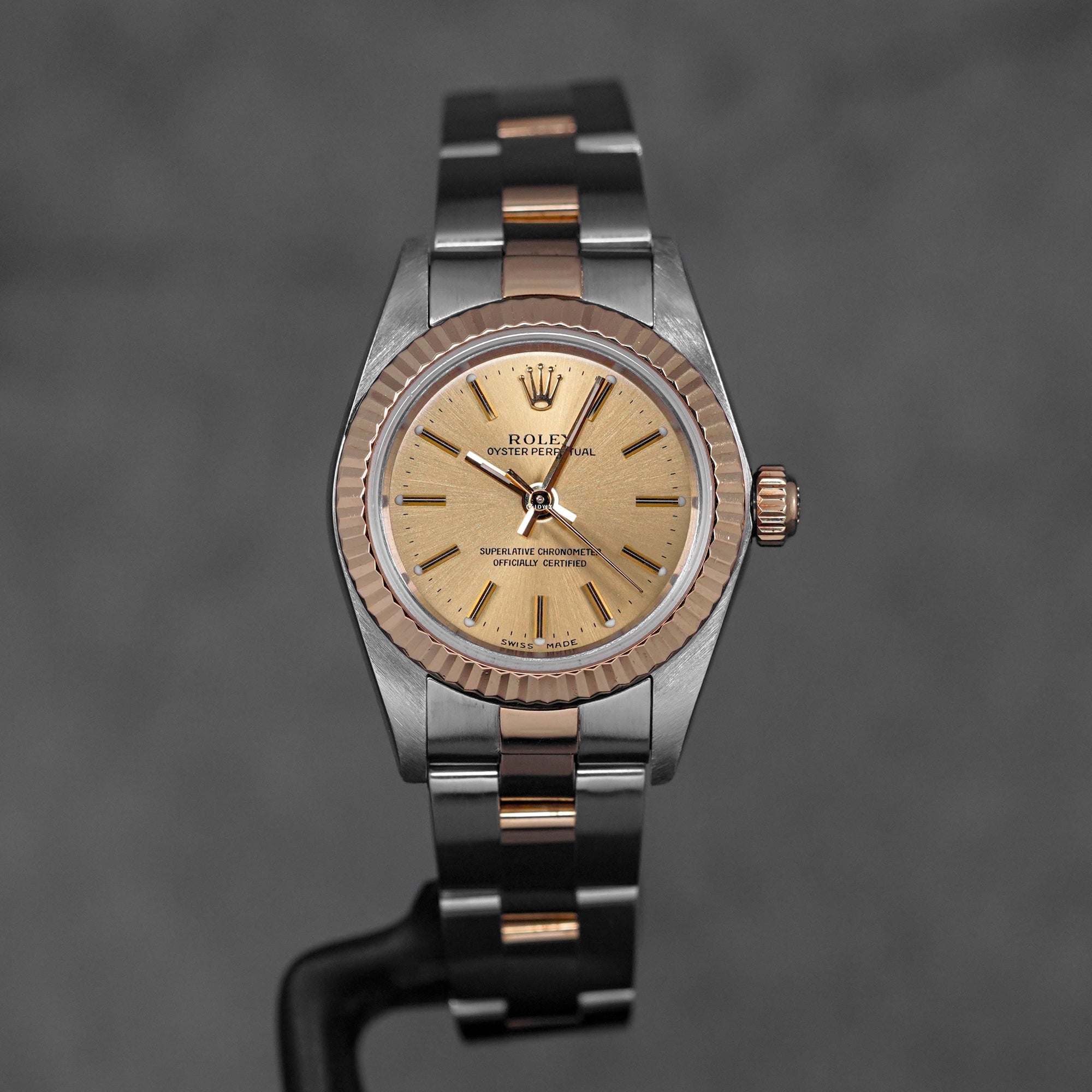 OYSTER PERPETUAL 24MM TWOTONE YELLOWGOLD CHAMPAGNE DIAL (WATCH ONLY)