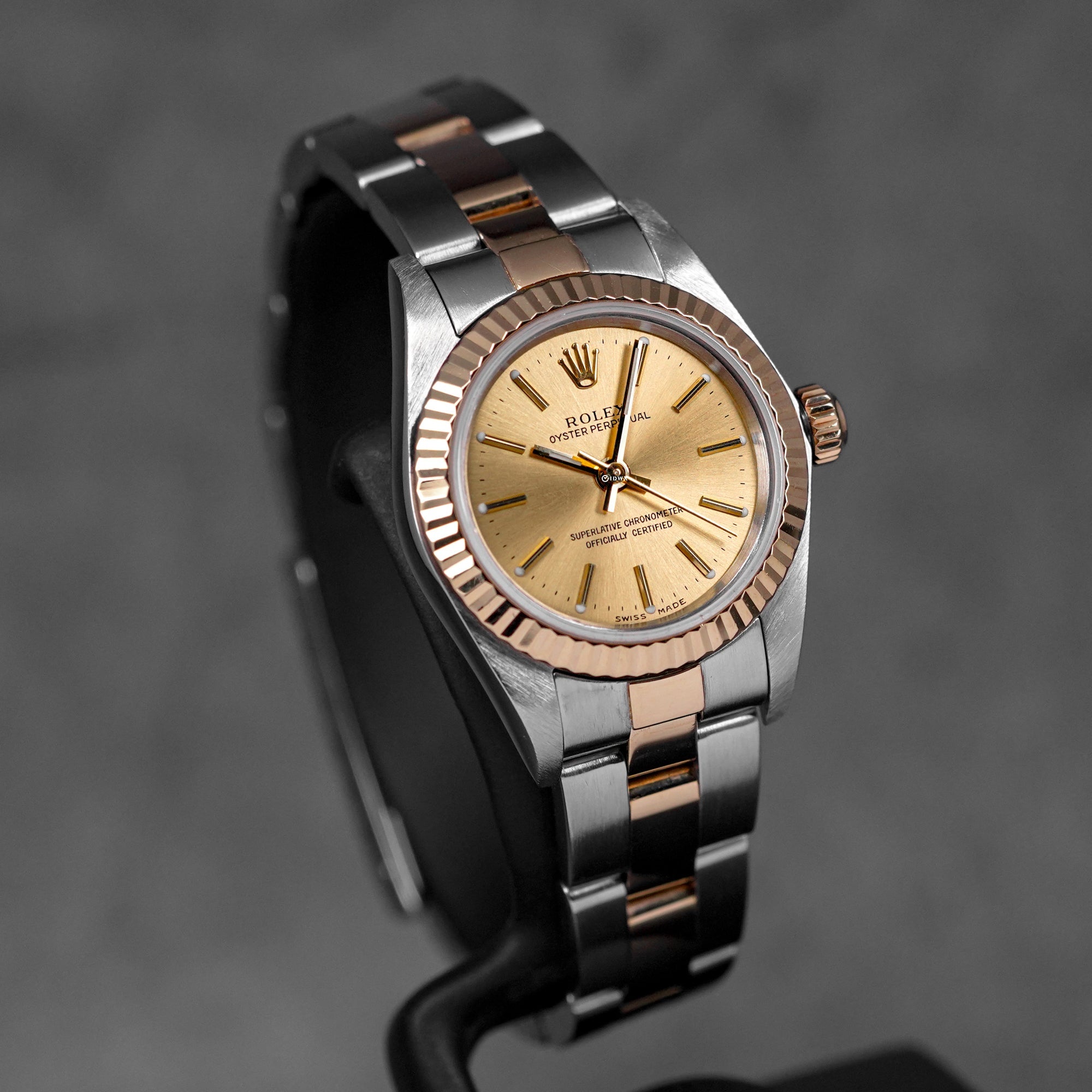 OYSTER PERPETUAL 24MM TWOTONE YELLOWGOLD CHAMPAGNE DIAL (WATCH ONLY)