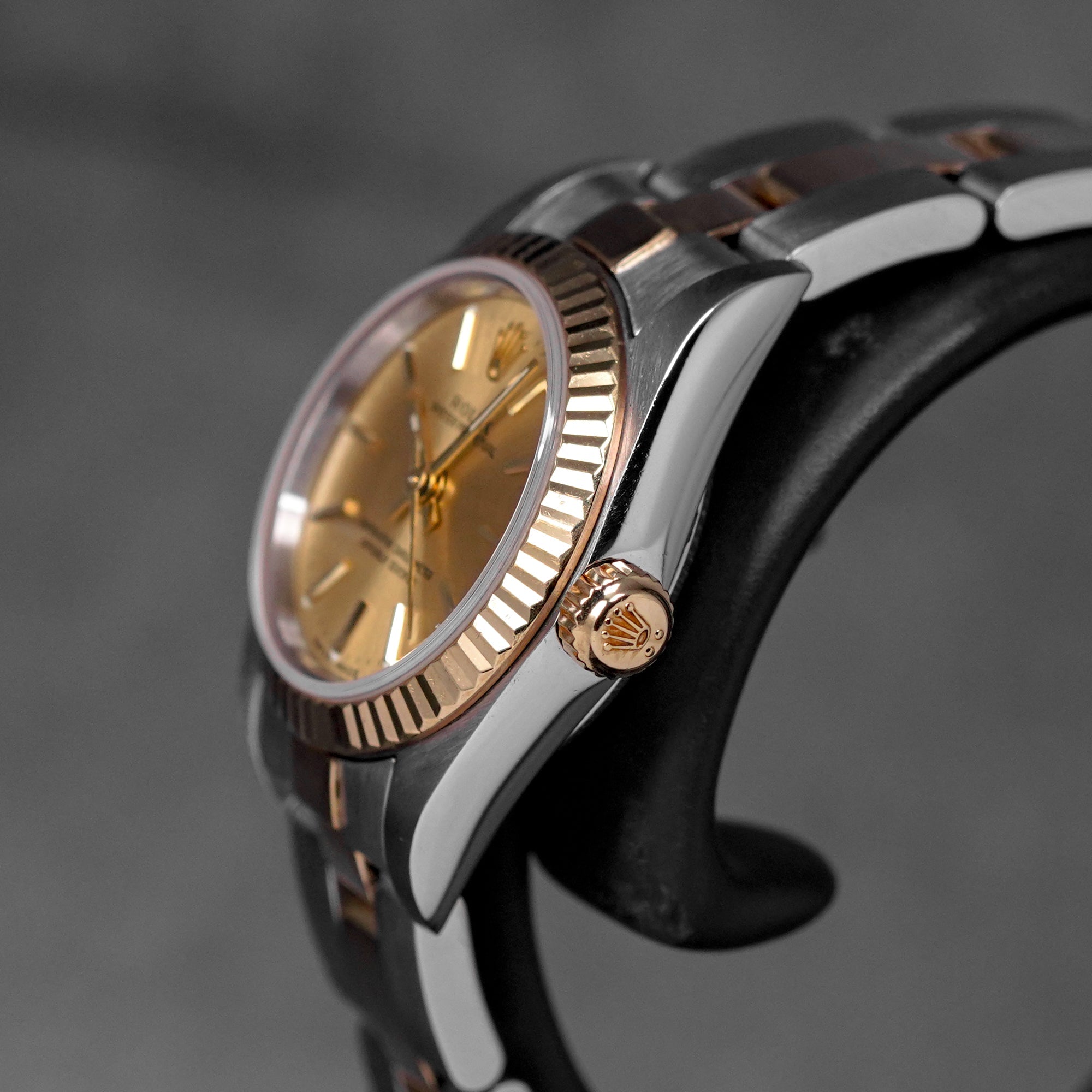 OYSTER PERPETUAL 24MM TWOTONE YELLOWGOLD CHAMPAGNE DIAL (WATCH ONLY)