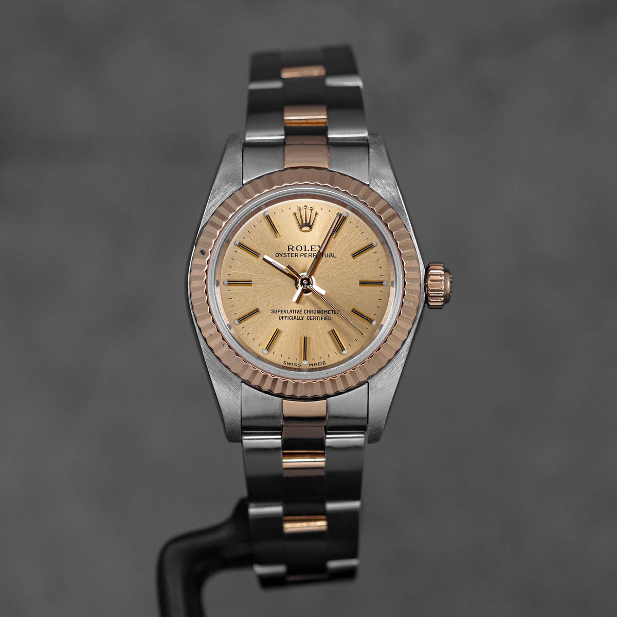 OYSTER PERPETUAL 24MM TWOTONE YELLOWGOLD CHAMPAGNE DIAL (WATCH ONLY)