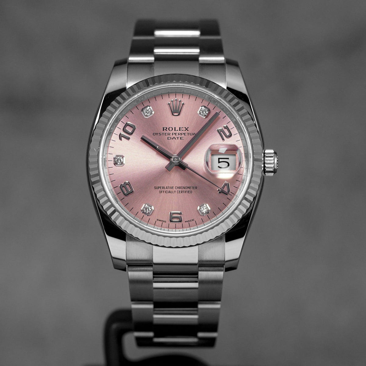 OYSTER PERPETUAL DATE 34MM PINK ARABIC DIAMOND DIAL (2019)