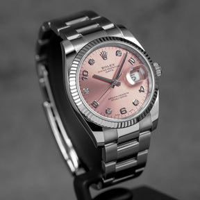 OYSTER PERPETUAL DATE 34MM PINK ARABIC DIAMOND DIAL (2019)