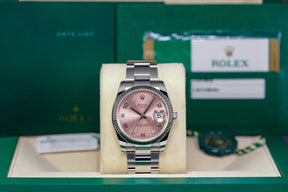 OYSTER PERPETUAL DATE 34MM PINK ARABIC DIAMOND DIAL (2019)