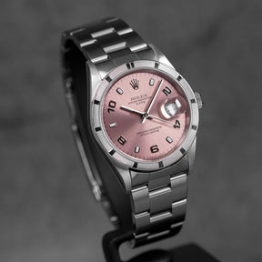 OYSTER PERPETUAL DATE 34MM 15210 ENGINE-TURNED BEZEL SALMON DIAL 'K SERIES' (WATCH ONLY)