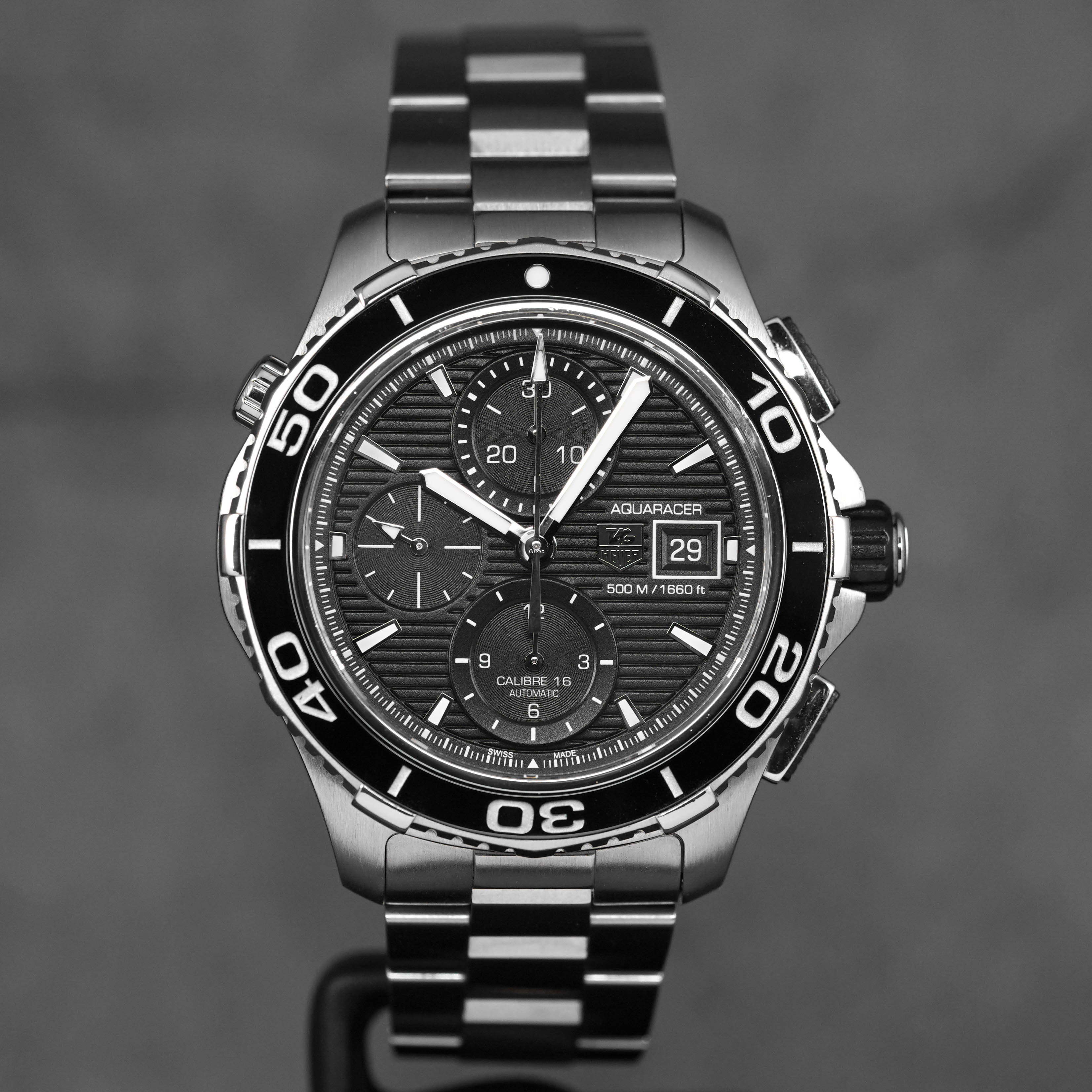AQUARACER 500M CALIBRE 16 CHRONOGRAPH BLACK DIAL (2015)