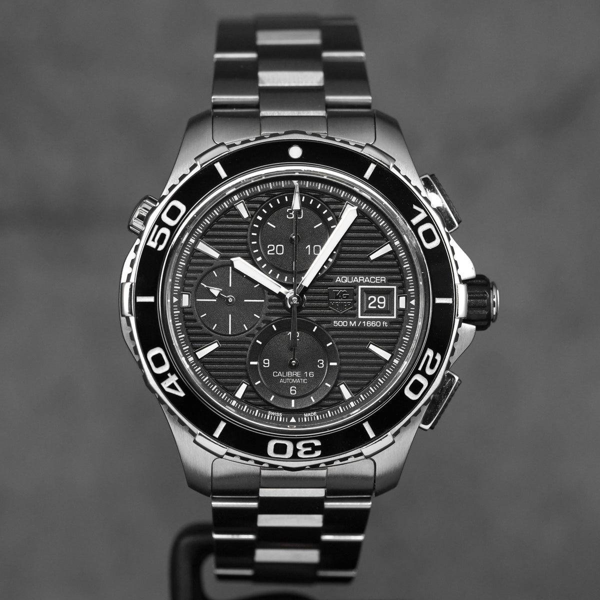 AQUARACER 500M CALIBRE 16 CHRONOGRAPH BLACK DIAL (2015)