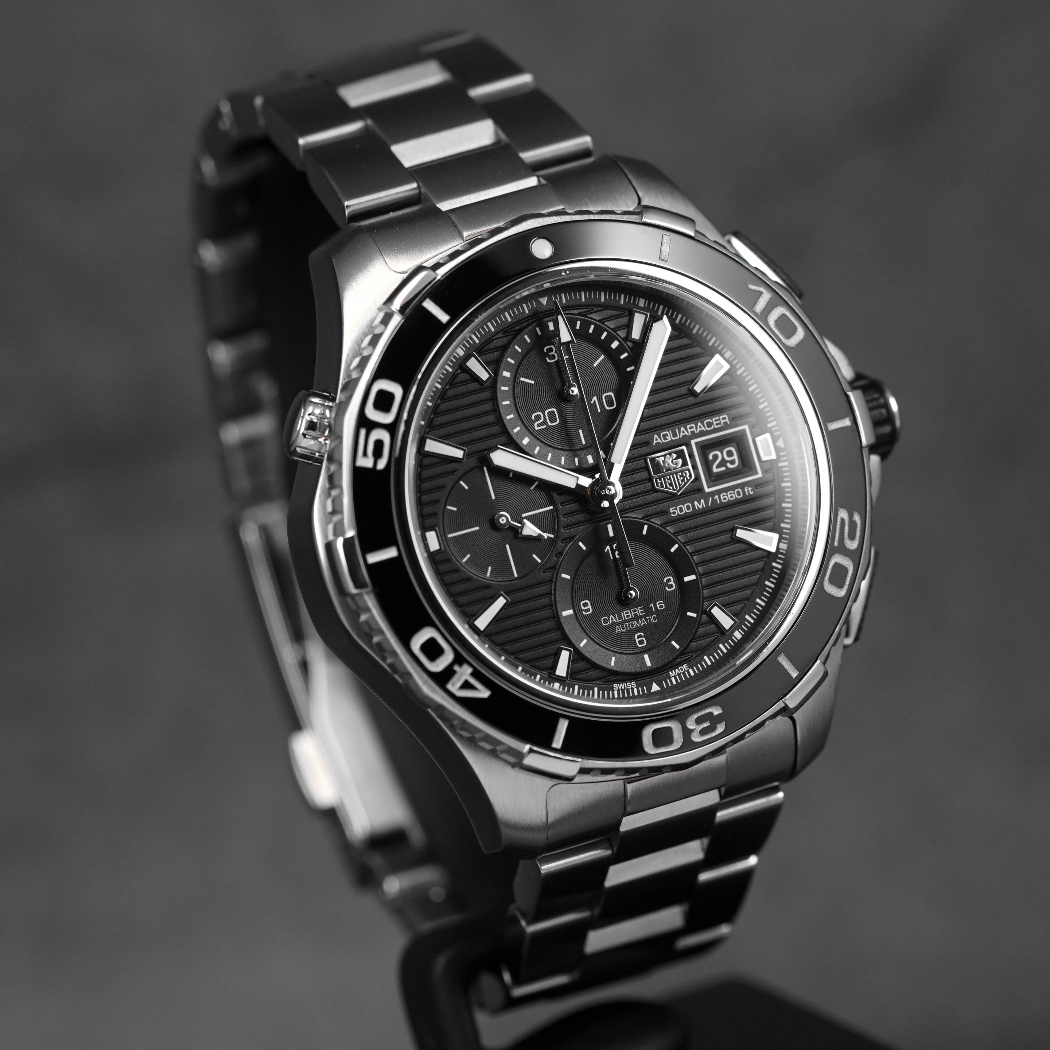 AQUARACER 500M CALIBRE 16 CHRONOGRAPH BLACK DIAL (2015)
