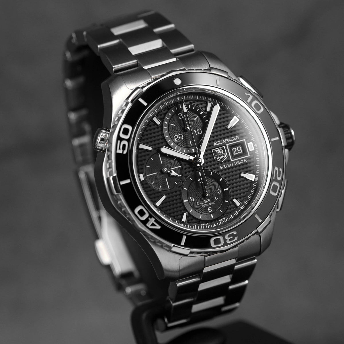 AQUARACER 500M CALIBRE 16 CHRONOGRAPH BLACK DIAL (2015)