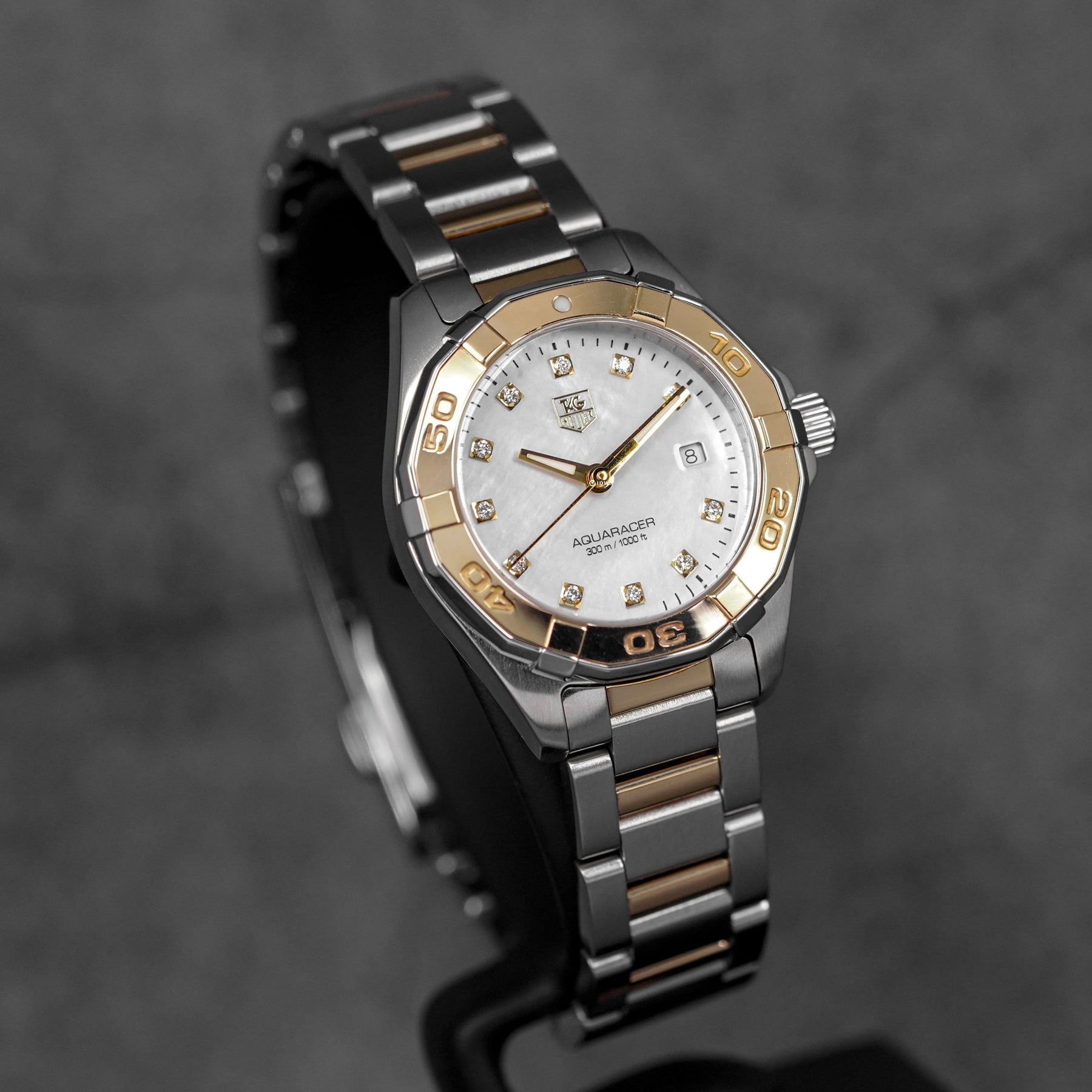 AQUARACER LADY 27MM TWOTONE YELLOWGOLD MOP DIAMOND DIAL (2015)