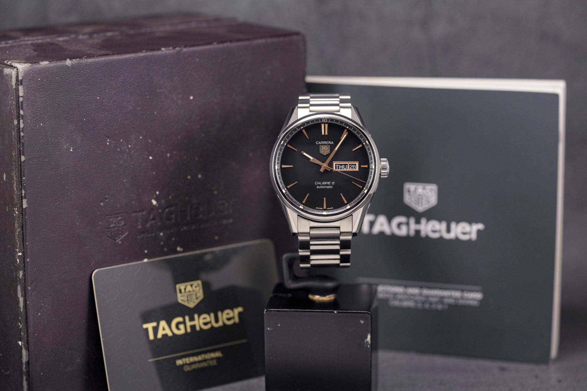 TAG HEUER CARRERA CALIBRE 5 DAY-DATE BLACK DIAL (2017)